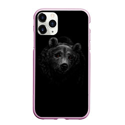 Чехол iPhone 11 Pro матовый Голова хищного медведя, цвет: 3D-розовый