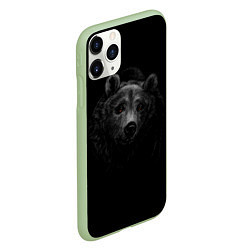 Чехол iPhone 11 Pro матовый Голова хищного медведя, цвет: 3D-салатовый — фото 2