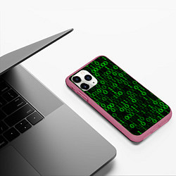 Чехол iPhone 11 Pro матовый Бинарный Код Binary Code, цвет: 3D-малиновый — фото 2