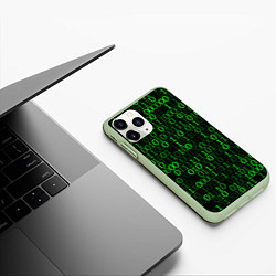 Чехол iPhone 11 Pro матовый Бинарный Код Binary Code, цвет: 3D-салатовый — фото 2