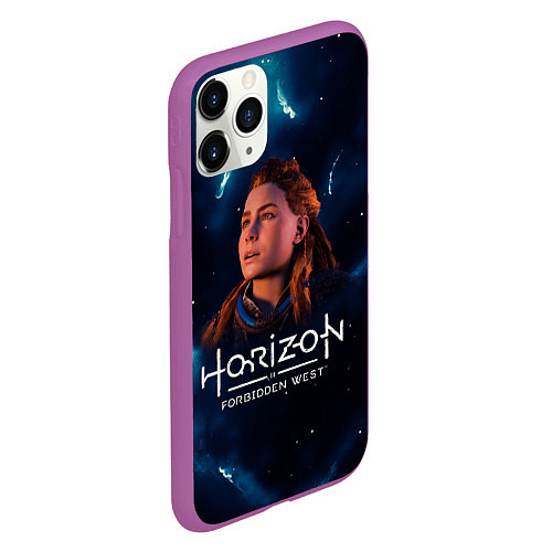 Чехол iPhone 11 Pro матовый Horizon Forbidden West - Молнии / 3D-Фиолетовый – фото 2