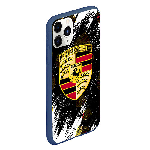 Чехол iPhone 11 Pro матовый Porsche порше sport / 3D-Тёмно-синий – фото 2