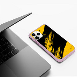 Чехол iPhone 11 Pro матовый BLACK AND YELLOW GRUNGE ГРАНЖ, цвет: 3D-розовый — фото 2