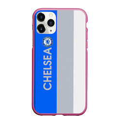 Чехол iPhone 11 Pro матовый Chelsea football club, цвет: 3D-малиновый