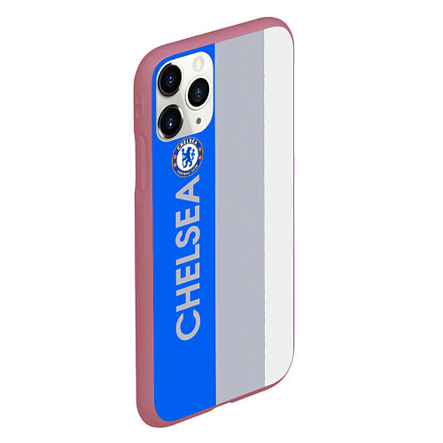 Чехол iPhone 11 Pro матовый Chelsea football club / 3D-Малиновый – фото 2