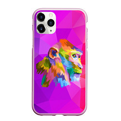 Чехол iPhone 11 Pro матовый Цветная обезьяна Color monkey, цвет: 3D-розовый