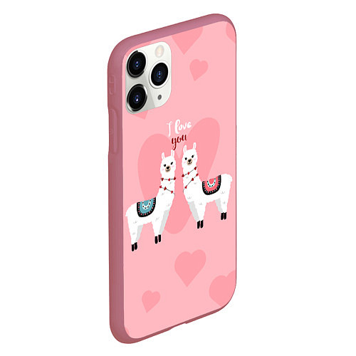 Чехол iPhone 11 Pro матовый Lama I Love You / 3D-Малиновый – фото 2