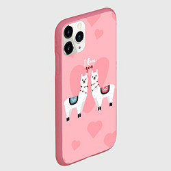Чехол iPhone 11 Pro матовый Lama I Love You, цвет: 3D-малиновый — фото 2
