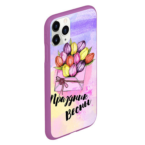 Чехол iPhone 11 Pro матовый Письмо весны / 3D-Фиолетовый – фото 2