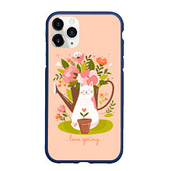 Чехол iPhone 11 Pro матовый Love spring, цвет: 3D-тёмно-синий