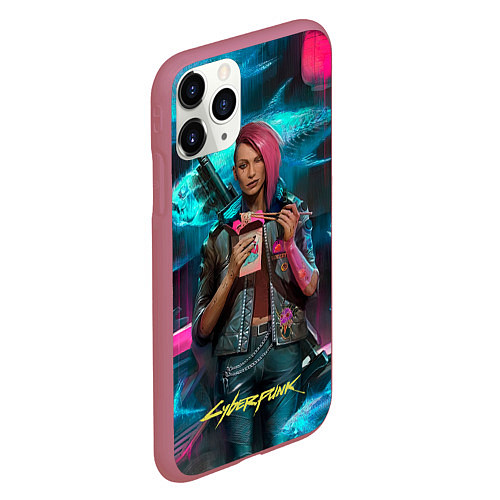 Чехол iPhone 11 Pro матовый Cyberpunk Ви / 3D-Малиновый – фото 2