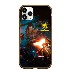 Чехол iPhone 11 Pro матовый Cyberpunk 2077 Night city