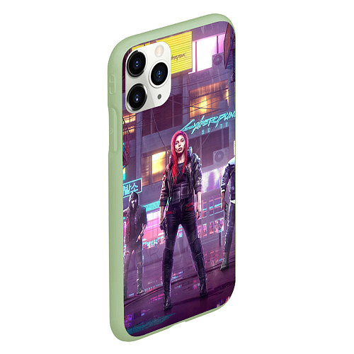 Чехол iPhone 11 Pro матовый Cyberpunk 2077 Vi Ви / 3D-Салатовый – фото 2