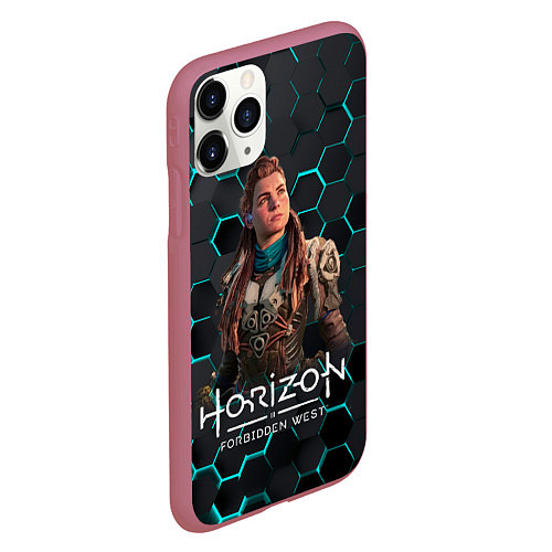 Чехол iPhone 11 Pro матовый Horizon 3d соты / 3D-Малиновый – фото 2