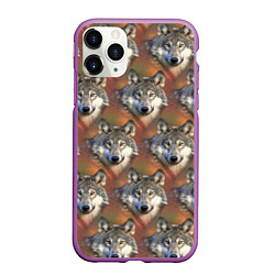 Чехол iPhone 11 Pro матовый Волки Wolfs паттерн, цвет: 3D-фиолетовый