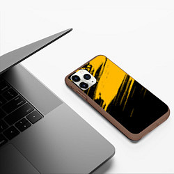 Чехол iPhone 11 Pro матовый Black and yellow grunge, цвет: 3D-коричневый — фото 2