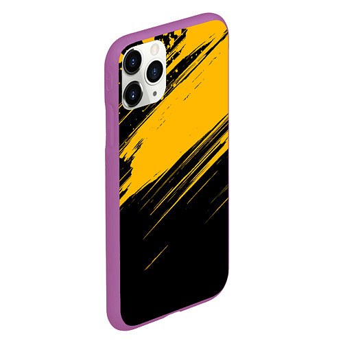 Чехол iPhone 11 Pro матовый Black and yellow grunge / 3D-Фиолетовый – фото 2