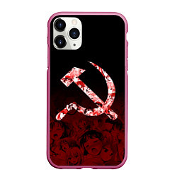 Чехол iPhone 11 Pro матовый СССР АХЕГАО USSR AHEGAO, цвет: 3D-малиновый