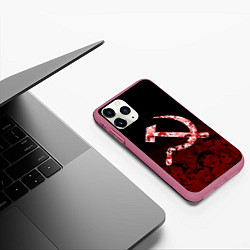 Чехол iPhone 11 Pro матовый СССР АХЕГАО USSR AHEGAO, цвет: 3D-малиновый — фото 2