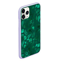 Чехол iPhone 11 Pro матовый Яркие зеленые листья, цвет: 3D-светло-сиреневый — фото 2