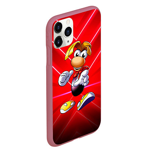 Чехол iPhone 11 Pro матовый Бегущий Rayman 3D / 3D-Малиновый – фото 2