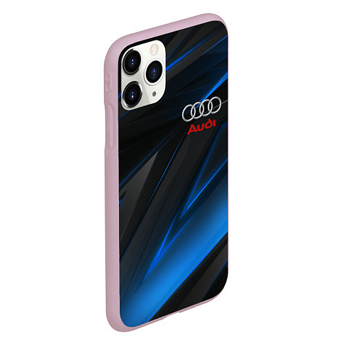 Чехол iPhone 11 Pro матовый AUDI NEON STRIPES GEOMETRY LINE / 3D-Розовый – фото 2