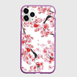 Чехол iPhone 11 Pro матовый Ранняя сакура, цвет: 3D-фиолетовый