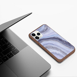 Чехол iPhone 11 Pro матовый Дизайн с эффектом мрамора синего цвета, цвет: 3D-коричневый — фото 2