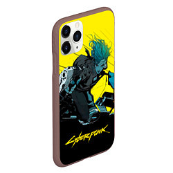 Чехол iPhone 11 Pro матовый Vi Ви на мотоцикле cyberpunk 2077, цвет: 3D-коричневый — фото 2