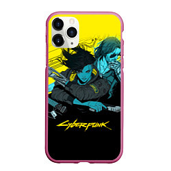 Чехол iPhone 11 Pro матовый Ви и Джонни Cyberpunk 2077 Vi johnny