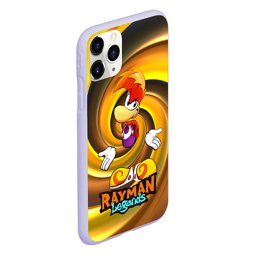 Чехол iPhone 11 Pro матовый Rayman Legends на фоне желтой спирали / 3D-Светло-сиреневый – фото 2