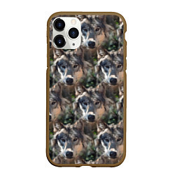 Чехол iPhone 11 Pro матовый Волки клипарт wolfs, цвет: 3D-коричневый