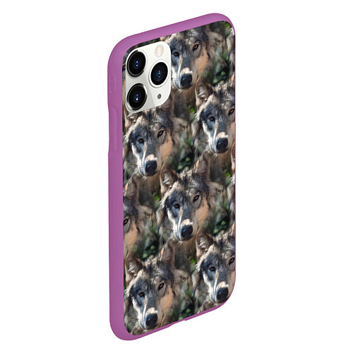 Чехол iPhone 11 Pro матовый Волки клипарт wolfs / 3D-Фиолетовый – фото 2