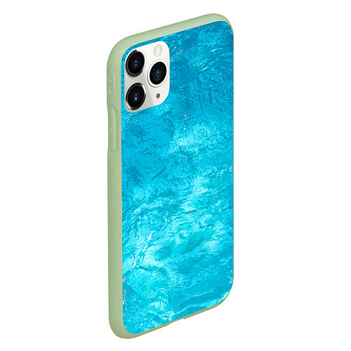 Чехол iPhone 11 Pro матовый Голубой океан Голубая вода / 3D-Салатовый – фото 2