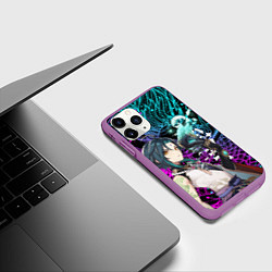 Чехол iPhone 11 Pro матовый СЯО ГЕНШИН ИМПАКТ НЕОНОВЫЙ ДРАКОН, цвет: 3D-фиолетовый — фото 2