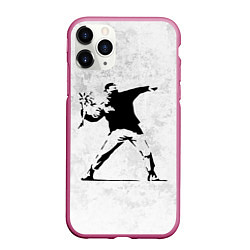 Чехол iPhone 11 Pro матовый BANKSY БУНТ RIOT БЭНКСИ, цвет: 3D-малиновый