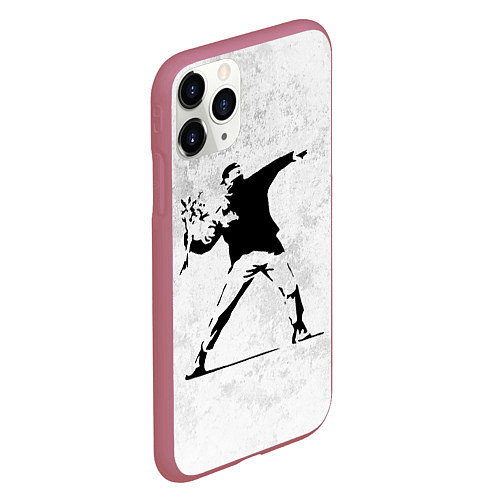 Чехол iPhone 11 Pro матовый BANKSY БУНТ RIOT БЭНКСИ / 3D-Малиновый – фото 2