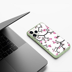 Чехол iPhone 11 Pro матовый Цветущий шиповник, цвет: 3D-салатовый — фото 2