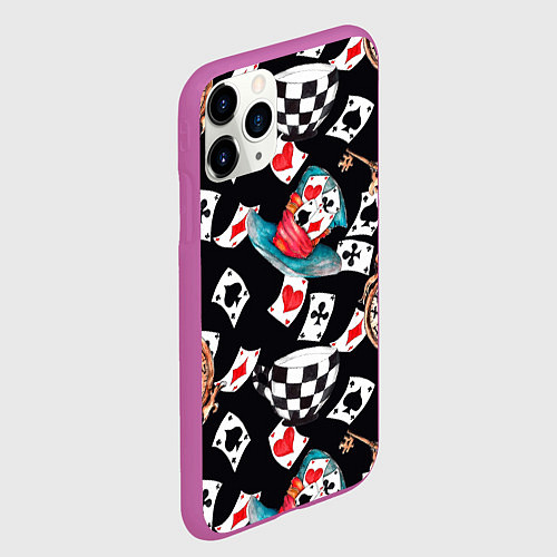Чехол iPhone 11 Pro матовый Алиса в стране чудес - карты / 3D-Фиолетовый – фото 2