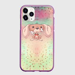 Чехол iPhone 11 Pro матовый Милая собачка с костью, цвет: 3D-фиолетовый