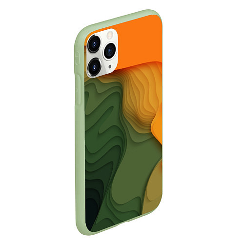 Чехол iPhone 11 Pro матовый Зеленые дюны / 3D-Салатовый – фото 2