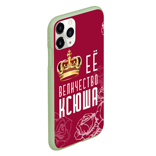 Чехол iPhone 11 Pro матовый Её величество Прекрасная Ксения / 3D-Салатовый – фото 2