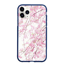 Чехол iPhone 11 Pro матовый Розовое цветение, цвет: 3D-тёмно-синий