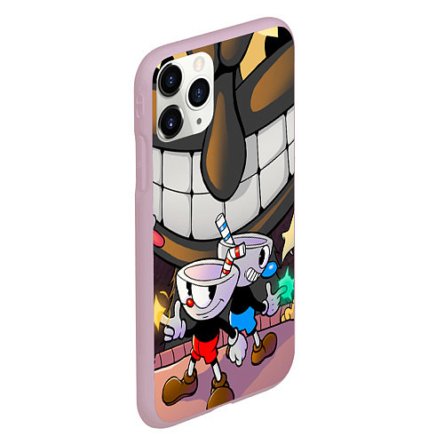 Чехол iPhone 11 Pro матовый Круговая оборона Cuphead / 3D-Розовый – фото 2