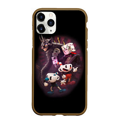 Чехол iPhone 11 Pro матовый Дьявол, Чашки и Кинг Дайс Cuphead, цвет: 3D-коричневый