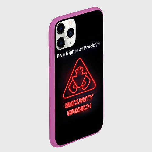 Чехол iPhone 11 Pro матовый Five Nights at Freddys: Security Breach logo / 3D-Фиолетовый – фото 2