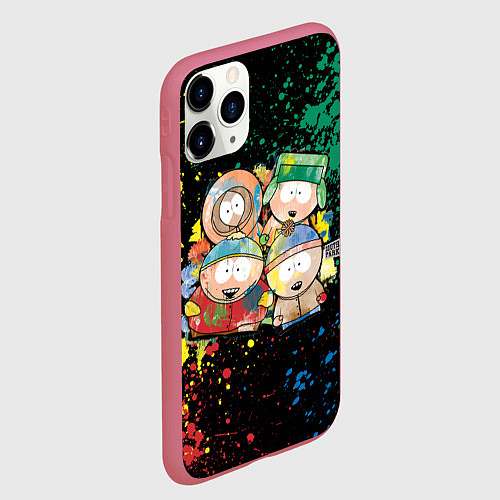 Чехол iPhone 11 Pro матовый Мультфильм Южный парк персонажи South Park / 3D-Малиновый – фото 2