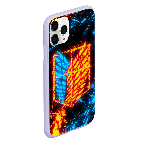 Чехол iPhone 11 Pro матовый АТАКА ТИТАНОВ БИТВА ОГНЕЙ ATTACK ON TITAN FIRE / 3D-Светло-сиреневый – фото 2