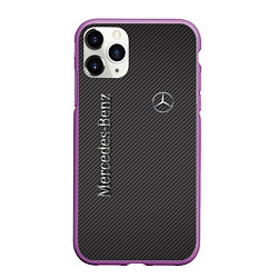 Чехол iPhone 11 Pro матовый Mercedes карбоновые полосы, цвет: 3D-фиолетовый