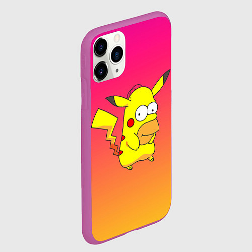 Чехол iPhone 11 Pro матовый Гомер Симпсон Пикачу / 3D-Фиолетовый – фото 2
